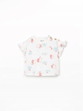NEW PLAY UP girls apples ruffle t-shirt in white